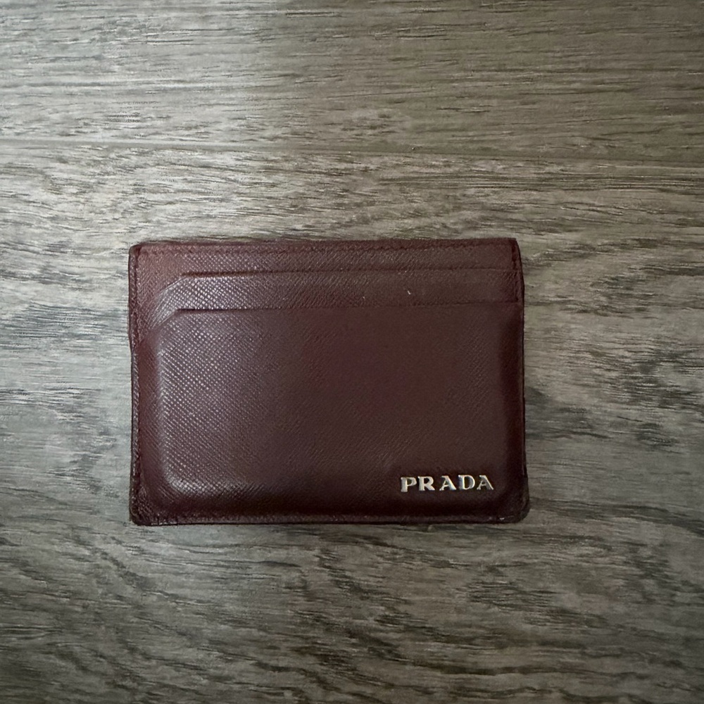 Prada Burgendy Leather Card Holder